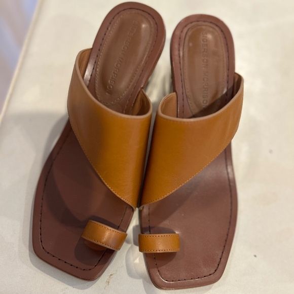 Sigerson Morrison Marcel Leather Silver Mirrored Metallic Block Heeled Sandal - Picture 5 of 15